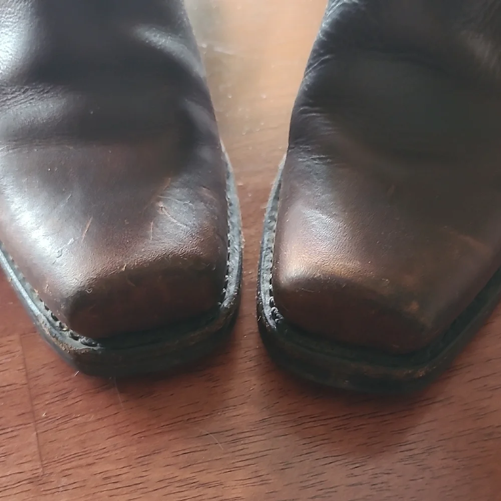 Frye Dark Brown Leather Moto Boots - Picture 9 of 13